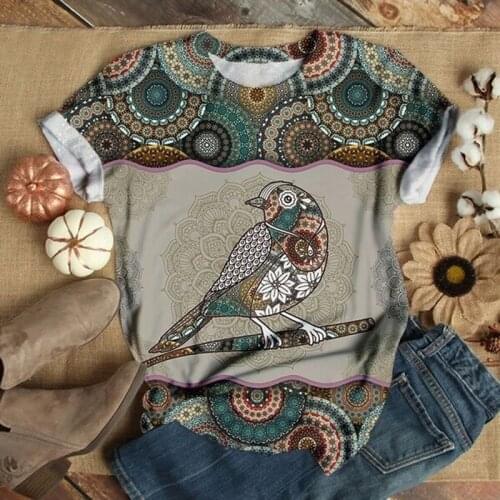 2021 Women Retro Loose Tops Fashion Tops Plus Size Short Sleeve 3d Animal Printed Tee T-shirt HNMCHIEF Cartoon top