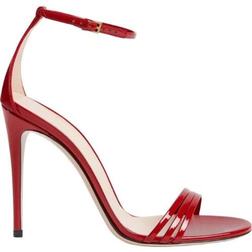 Moraima Snc Red Patent Leather Woman Sandal Sexy Open Toe Ankle Strap Gladiator Shoes Cutouts Party Dress Shoe Nude Pink