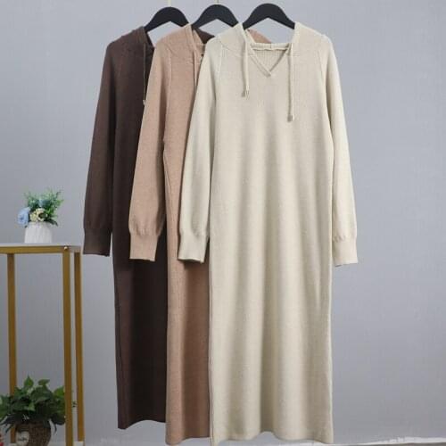 Women Long Straight Maxi Hoddies Dress Autumn Winter Women Pullover Sweater Dress Casual Knit Midi Dress Pull Vestidos