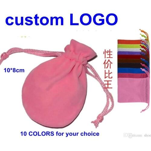200pcs custom your logo 10*8cm 10 colors colors Jewelry Pouches Velvet jewelley bags unforgettable moments pouch