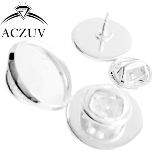 200Pcs Silver Plated 12mm 14mm 16mm 18mm 20mm 25mm Blank Brooch Base Settings Button Collar Pin Blanks with Backs CPS002