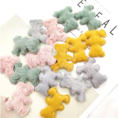 24pcs/lot 3.5*4.5cm Bear Padded appliques for headwear decoration handmade hair clip accessories
