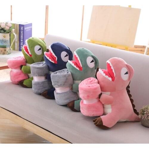 50CM Dinosaur Plush Toys Kawaii Dinosaur Hands Warmer+ Blanket Stuffed Soft Animal Doll For Kids Baby Cartoon Toy Classic Gift