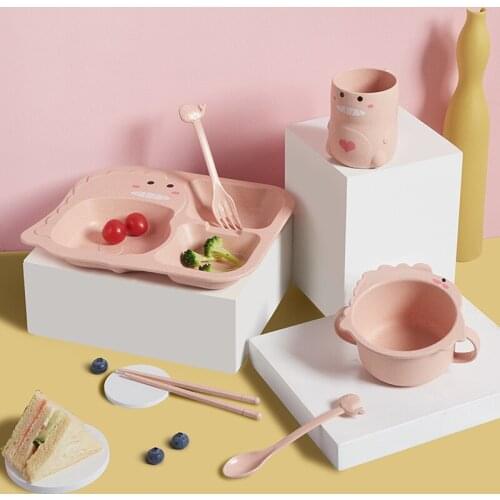 6 Pcs Divided Childrens Plate Cute Cartoon Creative Household Dinnerware Baby Plate Breakfast Dinner Plate Dinnerware Sets