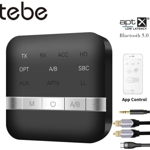 Tebe APTX Low Latency Bluetooth 5.0 Receiver Transmitter 3.5MM AUX SPDIF Wireless Audio Receptor APP Control For TV Speaker