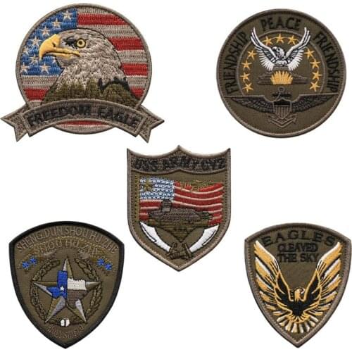 American Flag Military 3D Embroidery Patch Freedom Eagle USS ARMY VC2 Divine Shield Guard For Clothing DIY Accessories