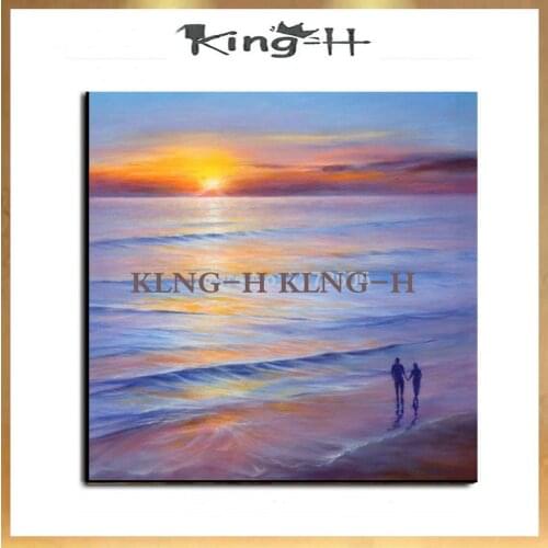 Arte de pared moderno mejor precio pintado a mano paisaje abstracto pinturas al óleo sobre lienzo romántico amante caminar en la