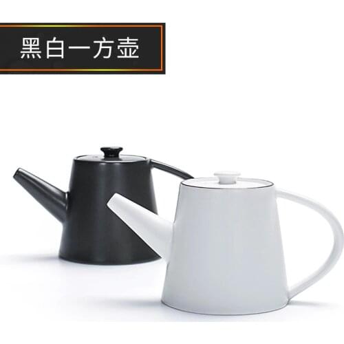 Teapot Single Pot Home Filter Tea Pot Japanese Ceramic Black White Small Kettle about 190 Ml Tea Set