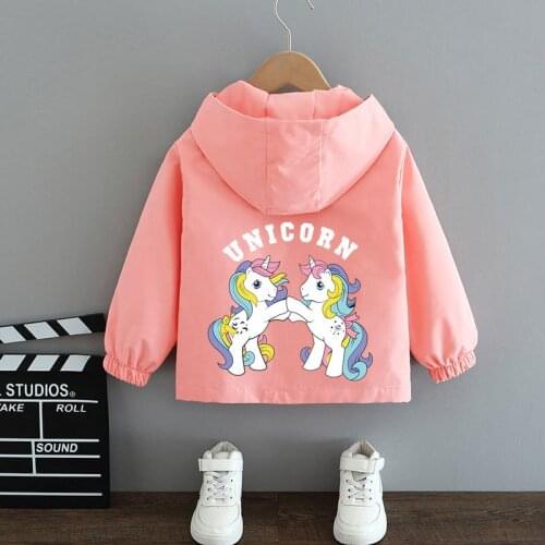 Children Girls Jacket Spring Autumn Lovely Cartoon Unicorn Baby Girl Jacket