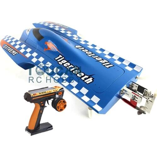 E22 RTR Tiger Teeth Fiber Glass Racing Speed Boat W/2550KV Brushless Motor/ 90A ESC/Remote Control Catamaran RC Boat Blue