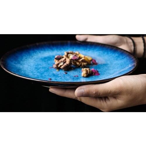 Characteristic Pupils Japanese Flat Round Plate Household Commercial Restaurant Plate Shallow Steak Vegetable Plate