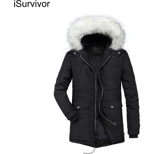 ISurvivor 2021 Mens Cotton Coat Winter Thick Cotton Coat Mens Winter Coat Mid-Length Cotton Coat Men