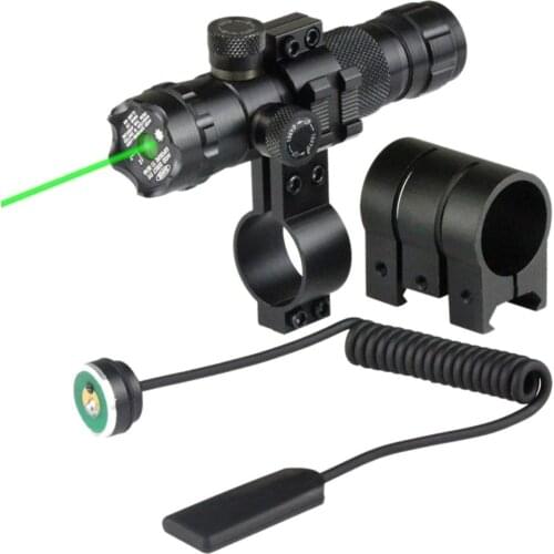 Green Dot Laser Sight Rifle Gun Scope w/Rail & Barrel Mount Cap Pressure Switch Battery Charger Include