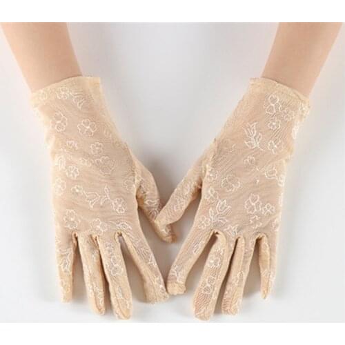 Summer new thin short ladys lace Sun Protection gloves outdoor cycling UV protection gloves JT011