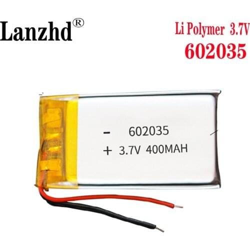 20PCS Lithium Batteries 3.7V 400mAh 602035 li ion polymer Battery 602035 For DVR GPS Car Tachograph Bluetooth headphone