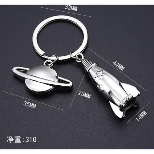 Metal Rocket-Spacecraft Charms Keychain Pendant Planet Astronaut Keyholdert Making Men Gift Jewelry Supplies