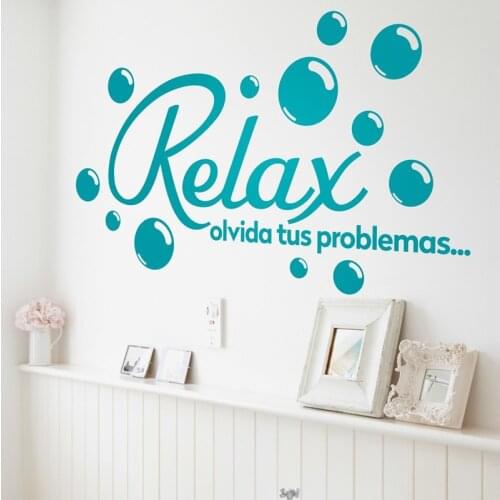 Bathroom Relax Bubbles wall Stickers Spanish Quote Vinyl Wall Decals Home Decor Wall Art for bathroom waterproof decal G732