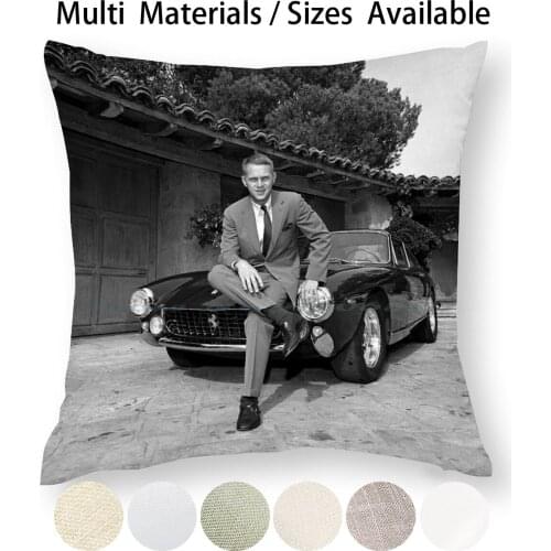 Sitting On Car Pillow Case Throw Pillow Cover Cotton Linen Flax On Car Sitting Front Of Car Suit Black And White King Of Cool