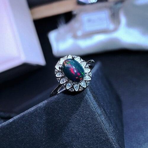 New Natural Opal Ring 925 Silver Womens Ring Simple, Small, Fashionable and Cute