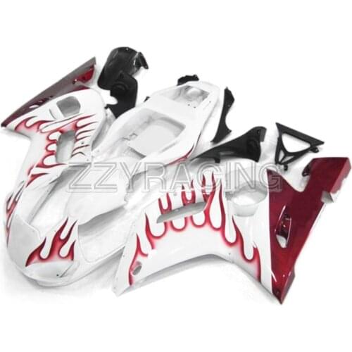 Injection Fairings for Yamaha R6 1998 - 2002 99 00 01 Complete Covers 1999 2000 2001 ABS Plastic Body Kit White With Red Flames