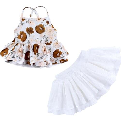 Baby Clothes Girl Toddler Kids Summer floral dress girls Outfits Sleeveless Ruffles Tops+Skirt 2PCS Infants Clothing Set