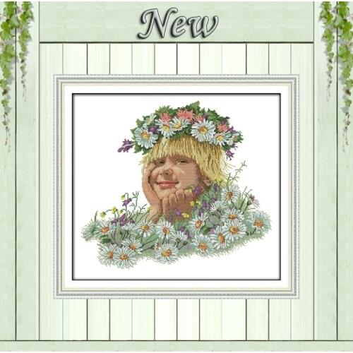 Flower girl angel beauty diy painting counted print on canvas DMC 14CT 11CT Chinese Cross Stitch kits Needlework Embroidery Sets