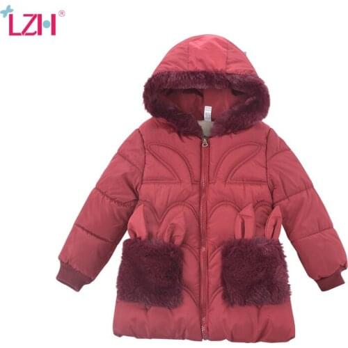 LZH Thick Hooded Autumn Winter Jackets For Girls Mid-Length Warm Childrens Clothing 2021 New Kids Coats 2-3-4 Years Girls Coat
