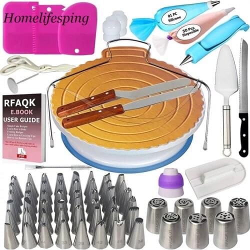 Cake Stand Turntable Rotating Base Cake Plastic Dough Knife Decorating 10 Inch Cream Cakes Stand set Cake Rotary Turntable tool