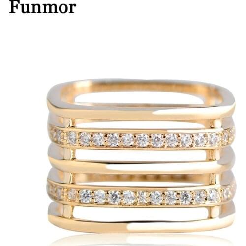 Funmor Cubic Zircon Hollow Brooches For Women Best Gift Gold-color A Hole Hijab Shawl Scarves Scarf Buckle Ring Clips Bijoux