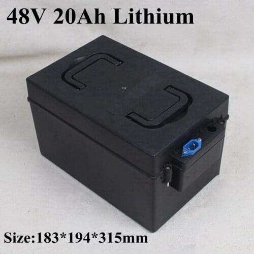 Portable 48V 20Ah Lithium Li Ion Battery Pack for Electric Bike Scooter Ebike Bicycle Rickshaw Wheelchair Motorcycle+ 3A Charger