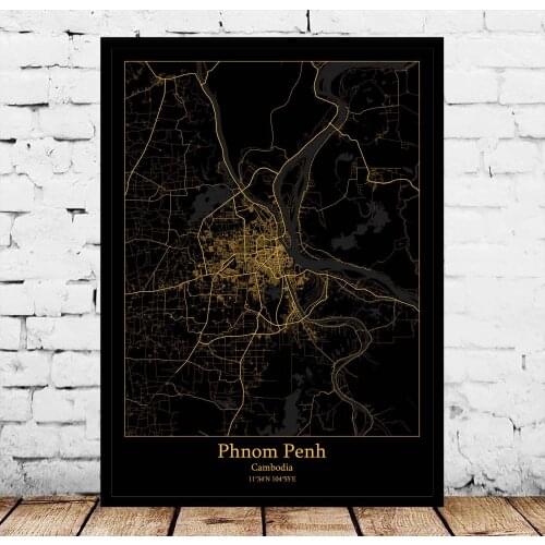 Phnom Penh Cambodia Map Poster