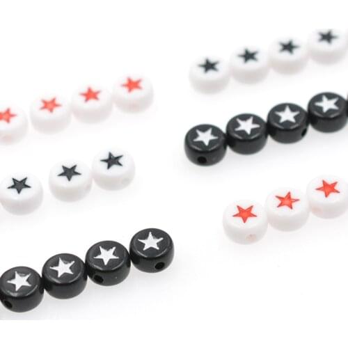 Five-pointed Star 7x4mm Flat Round Shape Acrylic Spacer Beads 100pcs/lot DIY Charms Beads for Jewelry Making Wholesale