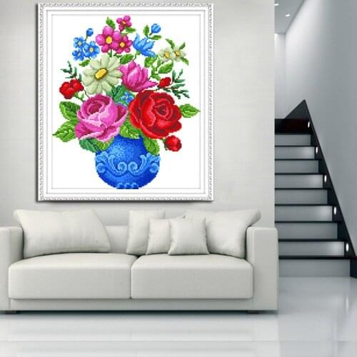 Rose Home Decoration DMC Count Print DIY Art Accessories Full Needlework 11CT Cross Stitch Canvas Painting