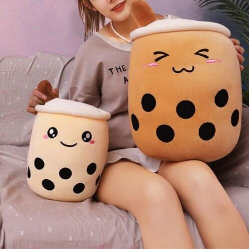 A 24 / 35 / 50 cm Cute Soft Cartoon Bubble Tea Cup Plush Toy Filled Fashion Drink Pillow Straw Cute Cushion Milk Tea Cup Pillow