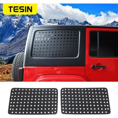 TESIN 4 Doors Rear Triangle Window Decoration Cover Trim Sticker for Jeep Wrangler JK 2007-2017 Black Car Exterior Accessories