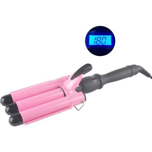 Three-tube Curling Iron With LCD Temperature Display Adjustable Extra-long Wire Curling Iron Cold Spray Technology Ceramic