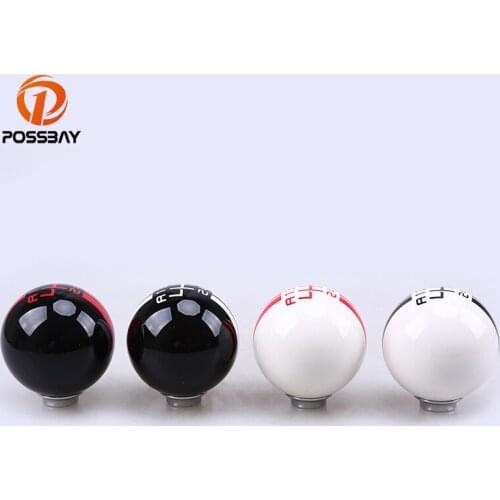 POSSBAY Universal 5/6 Speed Resin Craft Shiny Red/White/Black Gear Shift Knob Car Interior Accessories Hand Brake Cover Case