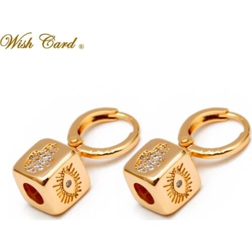 Wish Card Vintage Earrings Jewelry Gift Square Geometric Earring Women Micro Pave Luxury Jewelry for Party BD186