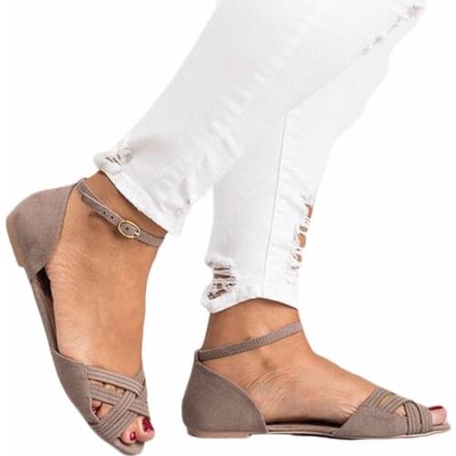 New Spring/summer 2021 Sandals For Women, Fish-tip Buckle Flat Bag And Plus-size Sandals For Women