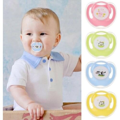 1PCs Safety Pacifiers Baby Cotton Animals Printing Safe Food Grade Silicone Cute Baby Round and Flat Nipples Pacifiers