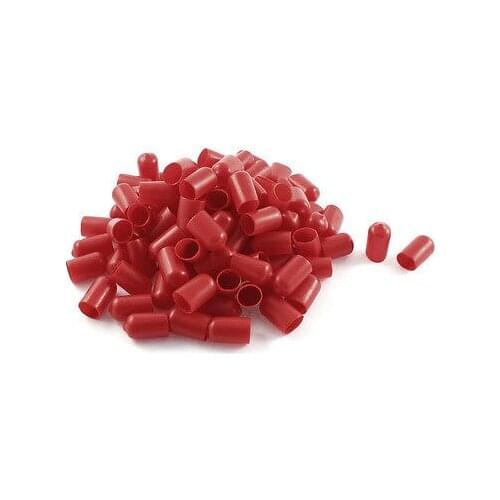 100Pcs Red Soft Plastic PVC Insulated End Sleeves Caps Cover 12mm Dia