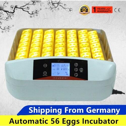 110V/220V 56 Chicken Duck Eggs Incubator Fully Automatic LED light Digital Turning With Candler Light For Poultry Incubator