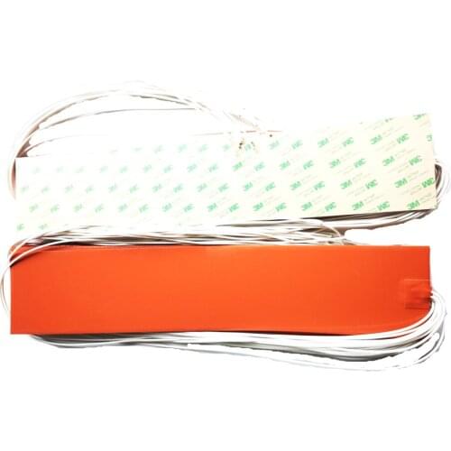 120v 200w 100*500*1.5mm silicone band heater for machine adhesive 1 side 1000mm lead wire come out from middle of 100mm side