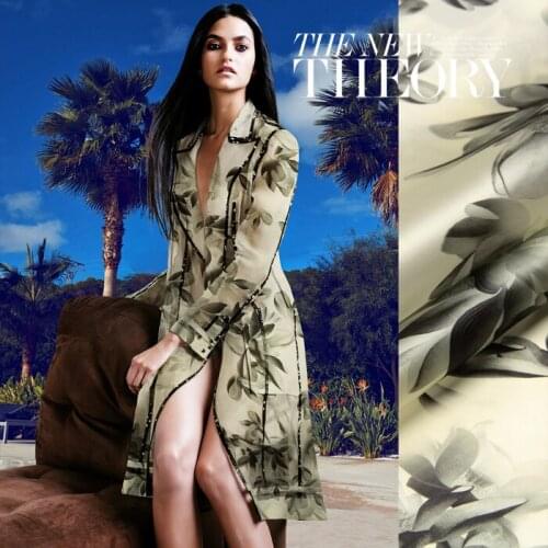 135 cm wide silk organza fabric 14 mm printed chinese silk fabric micro-perspective dress fabric wholesale silk cloth