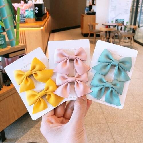 2pcs/lot Children Cute Colors Knotted Double Bow Ornament Hair Clips Girls Lovely Hairpins Kids Fashion Hair Accessories