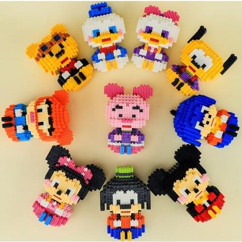 354pcs+ Connection Building Blocks Mickey Mouse Winnie Pooh Donald Daisy Piglet 3D Model Mini Brick Figures For Children Toys