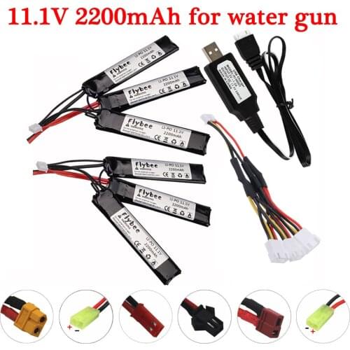 T/XT60 Plug 3S Airsoft Lipo Battery 11.1V 2200mAh 40C Battery for AKKU Mini Water Gun BB Air Pistol Electric Toy RC Parts #103mm
