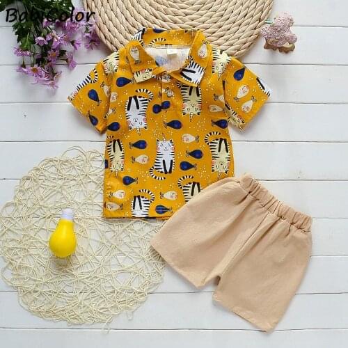 BabiColor Baby Clothing Set Summer Kids Boys Beach Outfits Cotton Shirt +shorts 2pcs Infant Boys Tracksuit Set