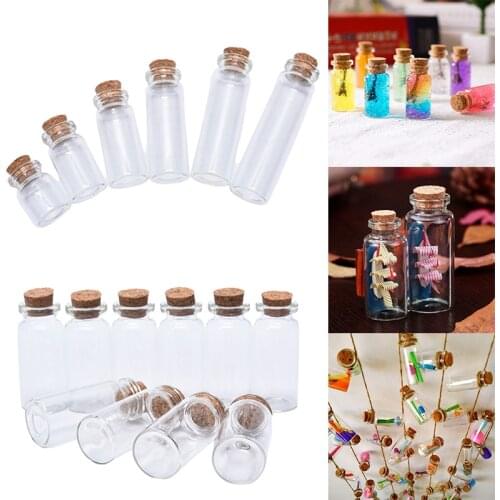 10Pcs 5/8/10/12/15/20ml Christmas Wish Bottles Small Empty Clear Cork Glass Bottles Vials For Holiday Wedding home Decor Gifts
