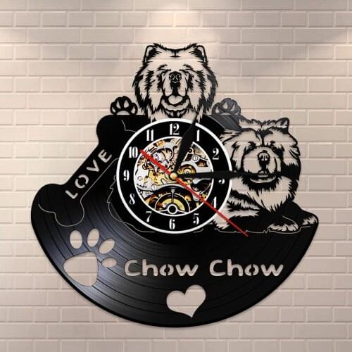Chow Chow Fall in Love Songshi Quan Chowdren LP Record Wall Watch Vintage Vinyl Record Wall Clock Dog Breed Gifts For Dog Owner